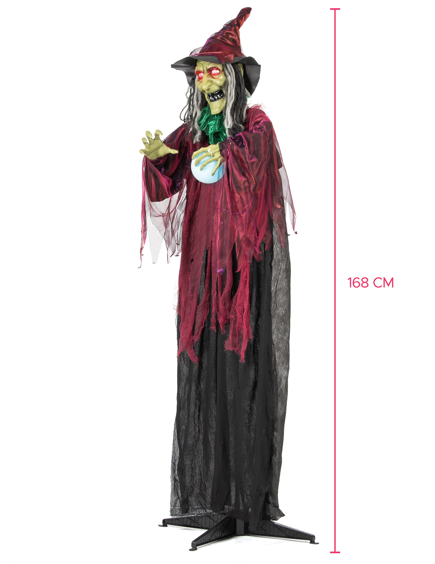 Échelle de hauteur de la sorcière maléfique animée pour décoration d'Halloween