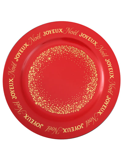 Bajo plato Navidad Centelleante rojo 33 cm