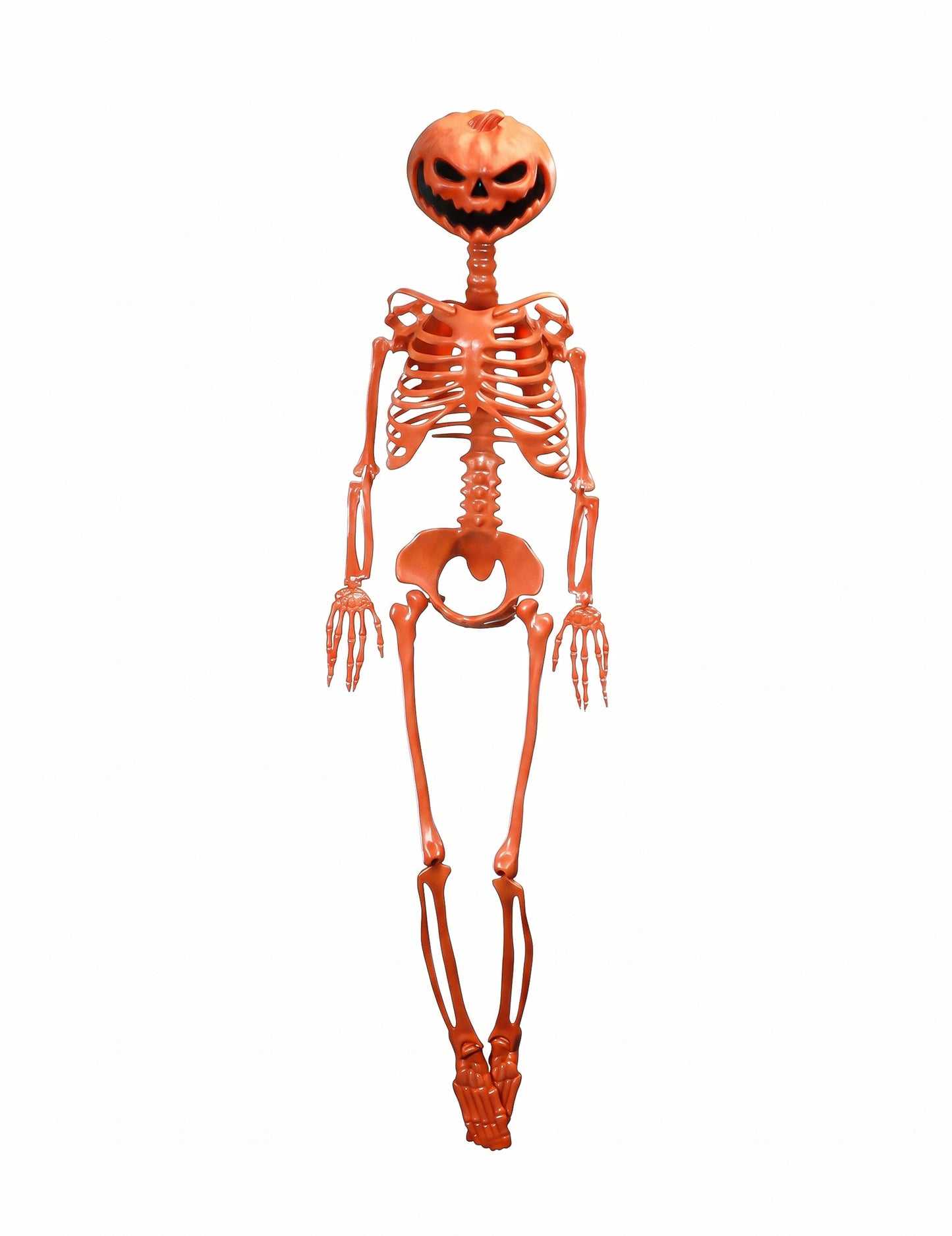 Esqueleto articulado Summerween con cabeza de calabaza naranja 1 m