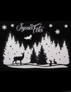 Sticker pour vitre paysage de noël blanc pailleté