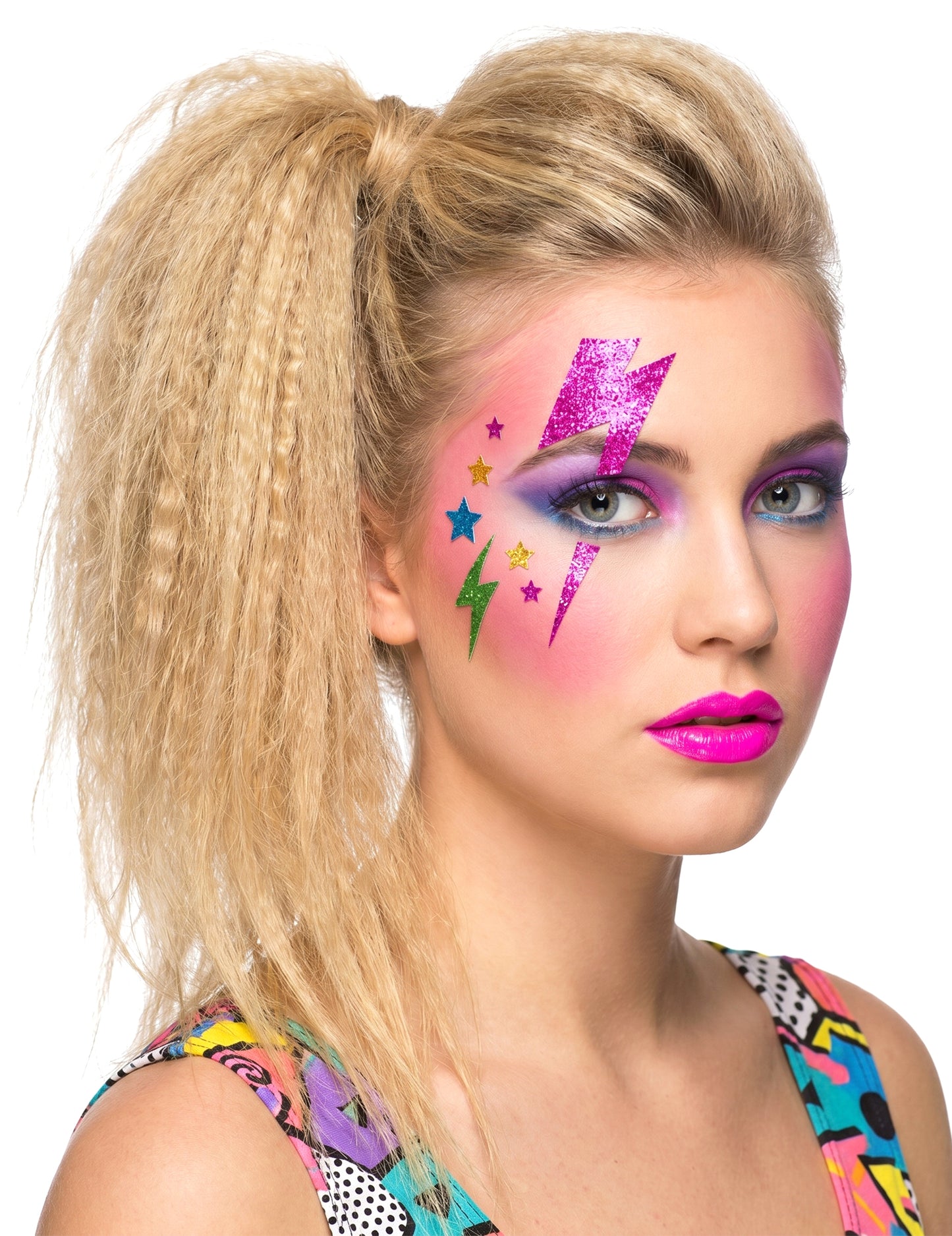 Pegatinas faciales multicolores con purpurina