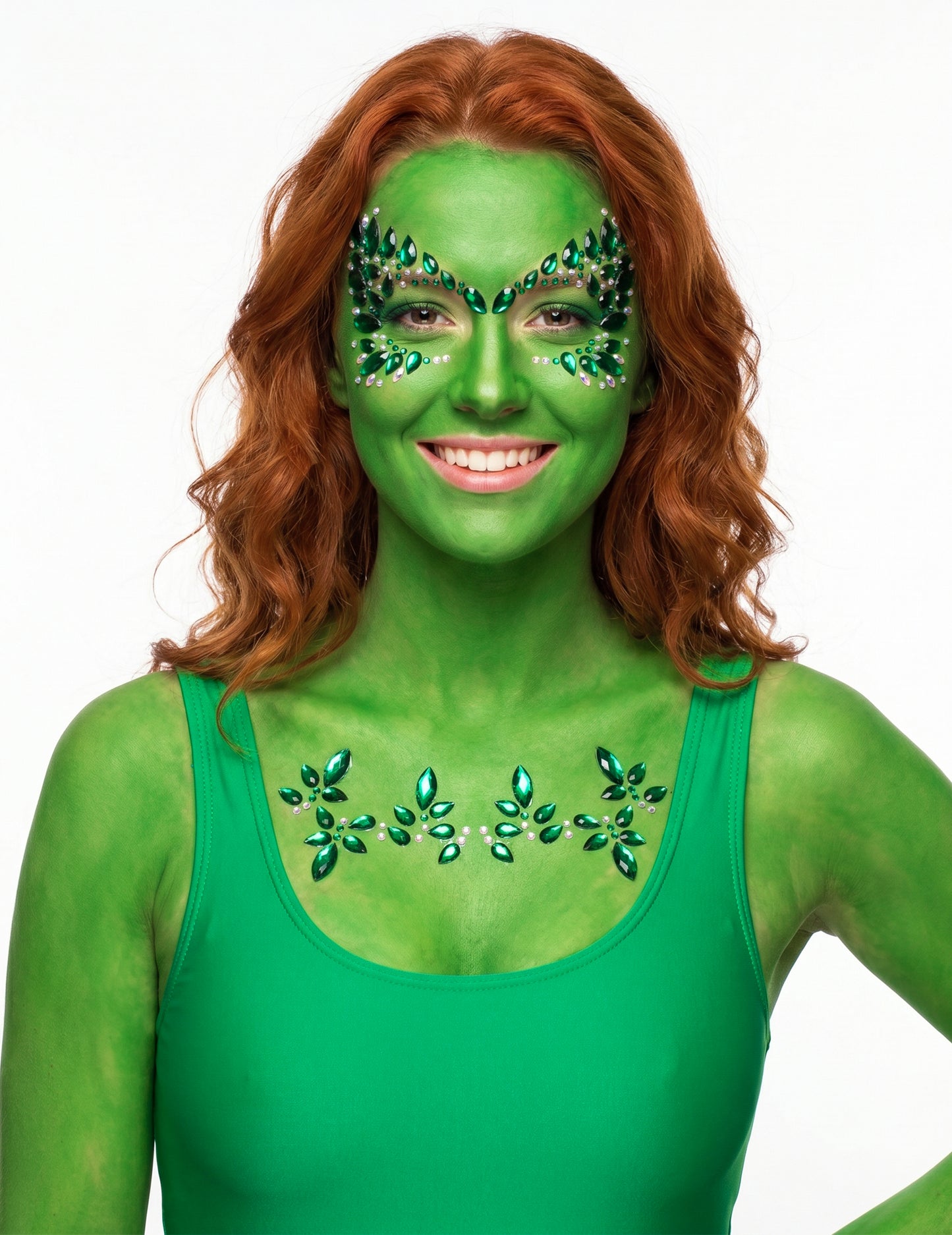Pegatinas adhesivas verdes de rostro y cuerpo