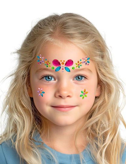 Adhesivos de strass con forma de mariposa y flores