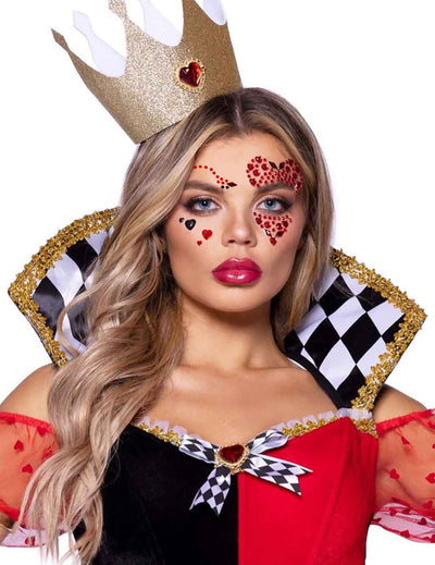 Reina de corazones adhesivo strass cara y cuerpo