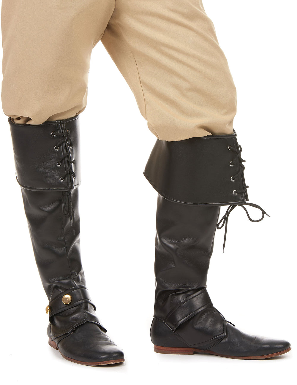 Sur-bottes simili cuir lacets et lanière cloutée pour adulte noire