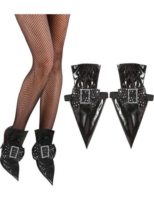 Cubrez zapatos de bruja para mujer negros vernizados con hebillas plateadas