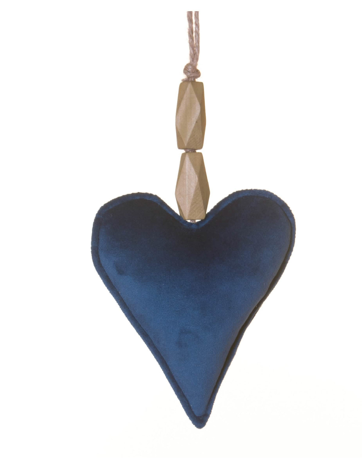 Colgante de corazón para navidad en terciopelo azul marino