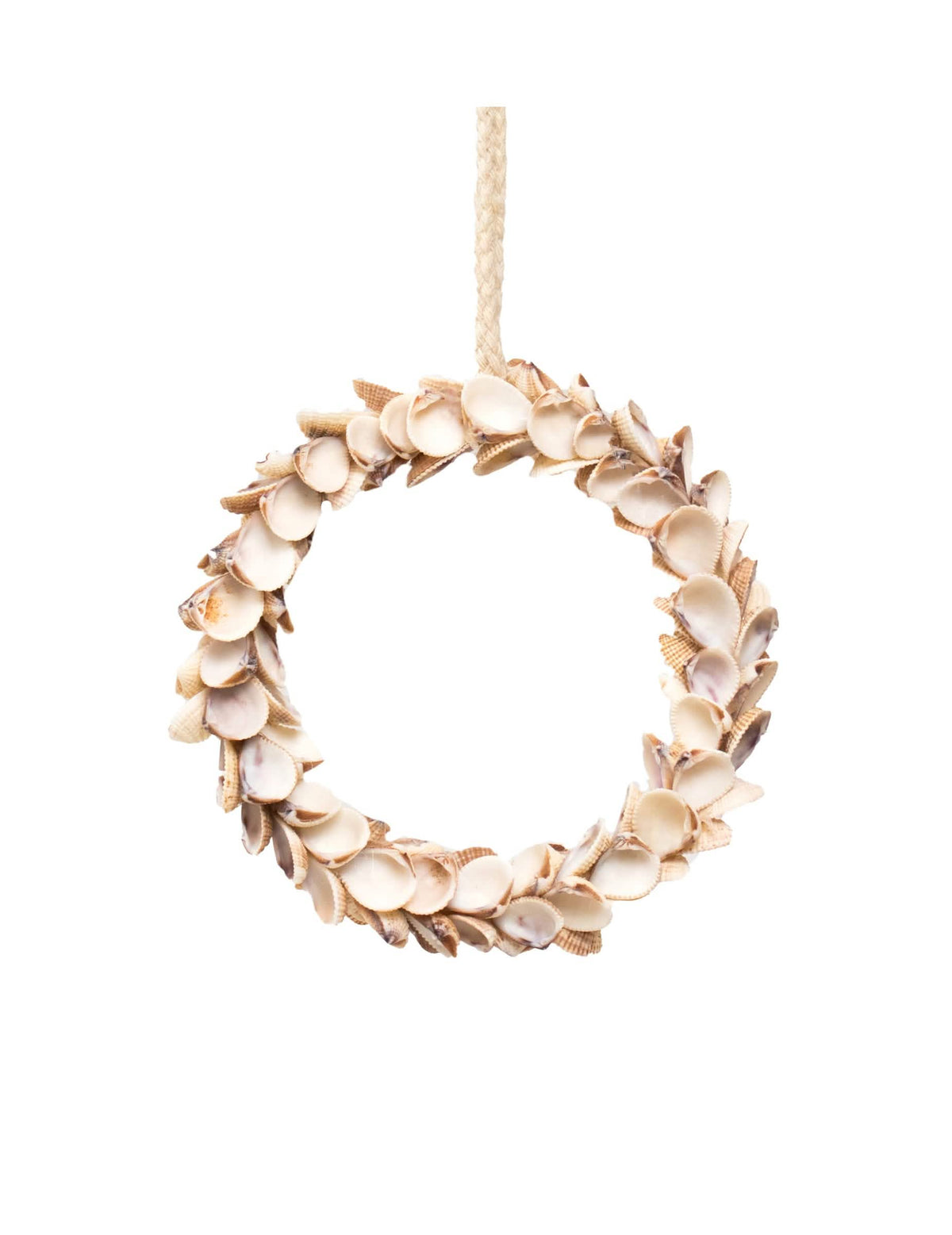 Suspension couronne de coquillages pour décoration marine blancs