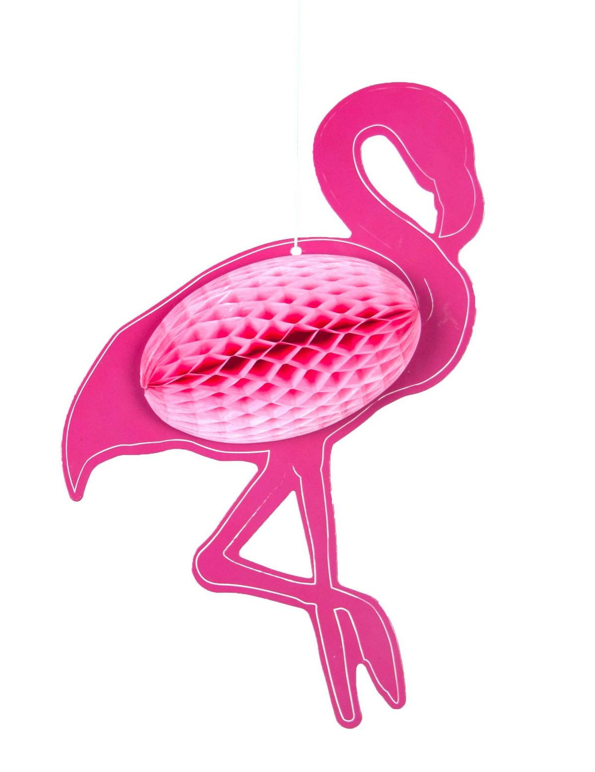 Suspension alvéolée flamant rose rose en papier
