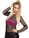 T-shirt années 80 pour femme noir en résille