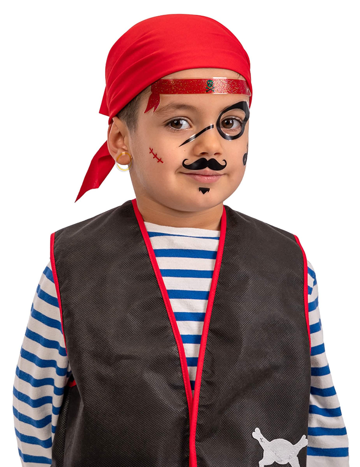 tatuajes adhesivos pirata para niño negros y rojos