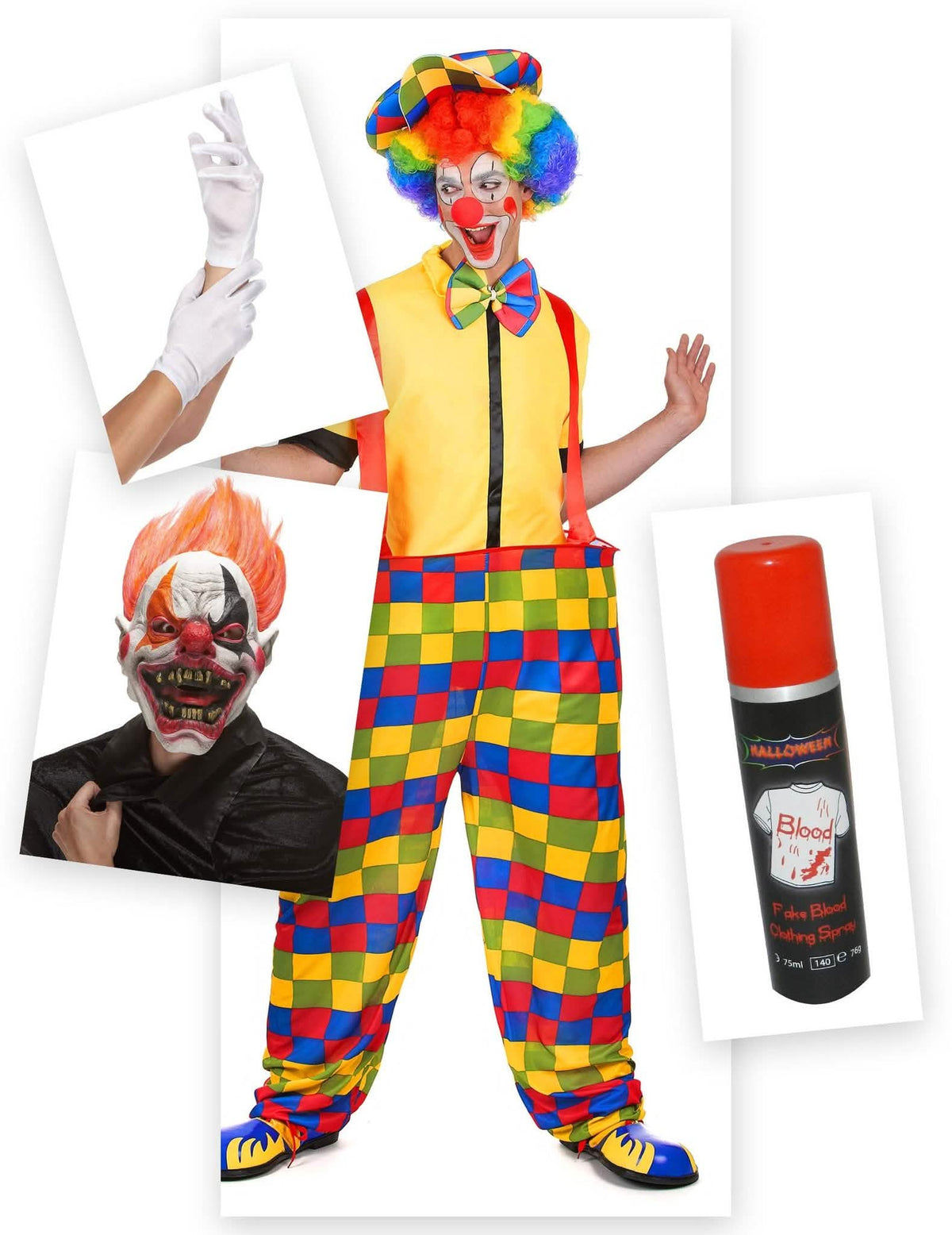 Kit disfraz payaso terrorífico Halloween
