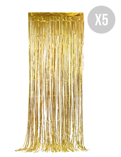 Pack de 5 cortinas doradas brillantes
