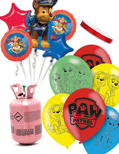Kit de bombona de helio con 11 globos de Paw Patrol™ y cinta