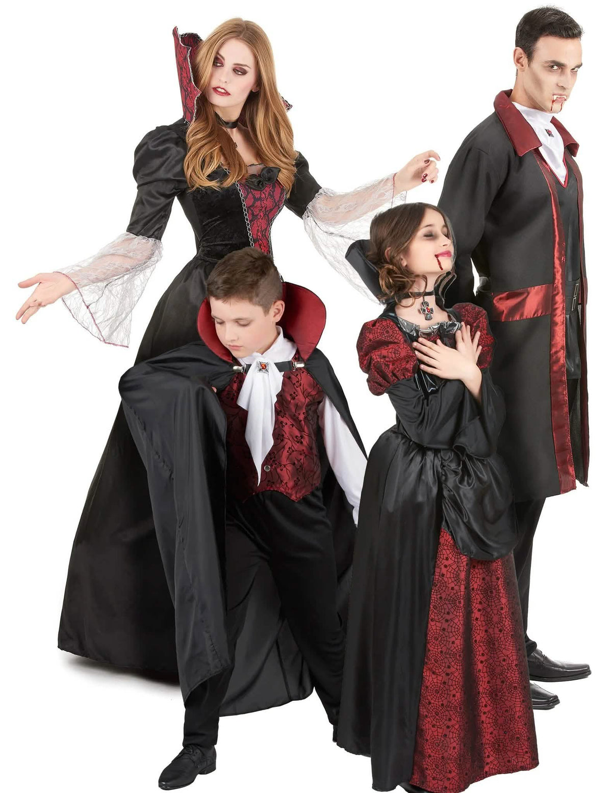 Disfraz familiar de vampiros barrocos para Halloween