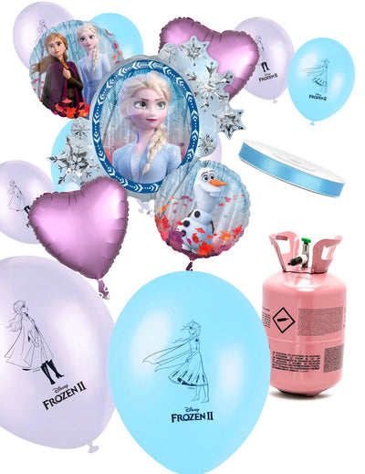 Kit de cilindro de helio con 13 globos de Frozen™ y cinta