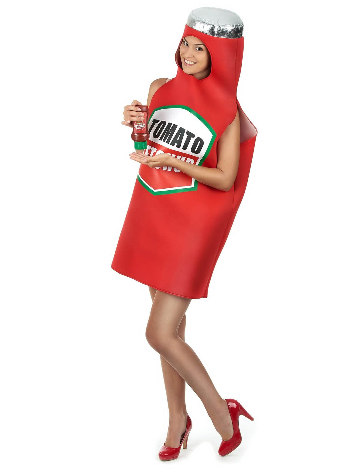 Disfraz de pareja hot dog y ketchup adulto