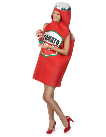 Disfraz de pareja hot dog y ketchup adulto