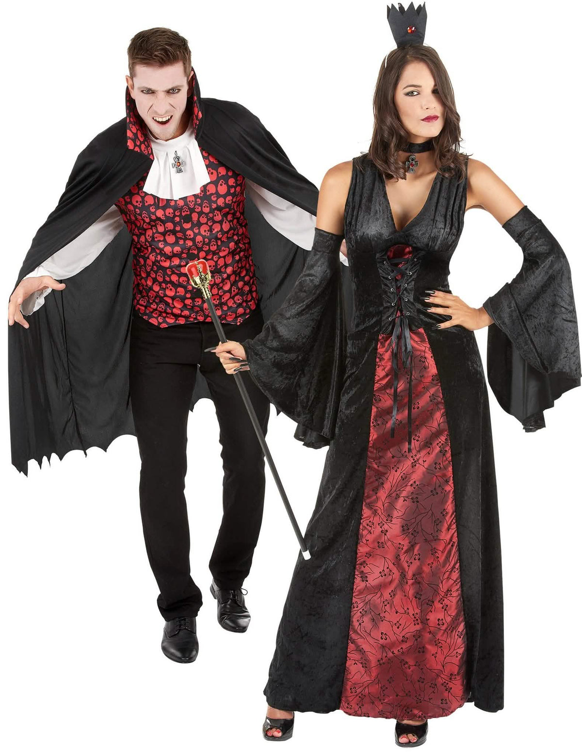 Disfraz de pareja vampiros majestuosos Halloween adultos