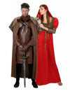 Disfraz de pareja medieval rojo para adulto