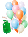 Kit de cilindro de helio con 15 globos pastel y cinta de raso