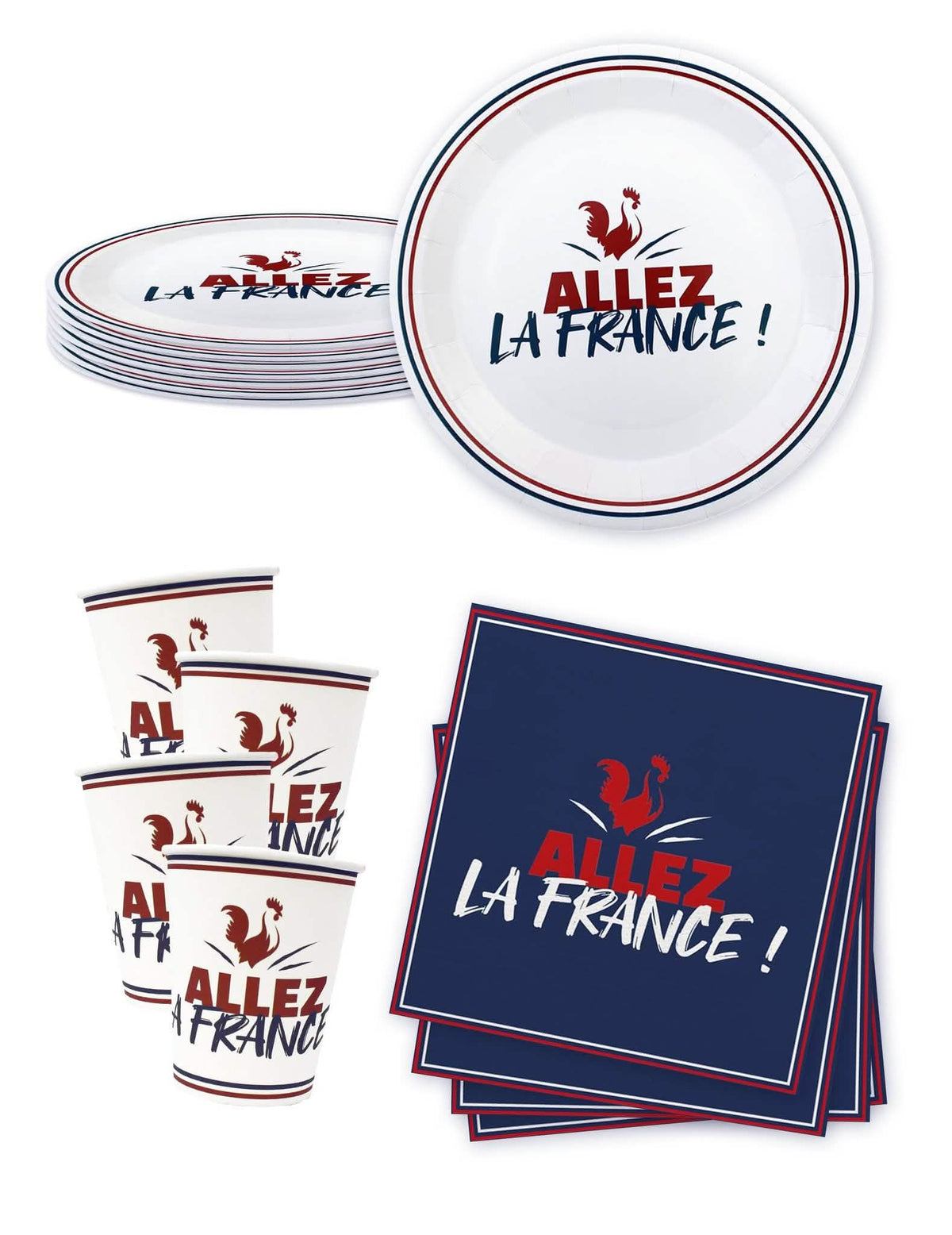 Kit de vajilla desechable Allez la France