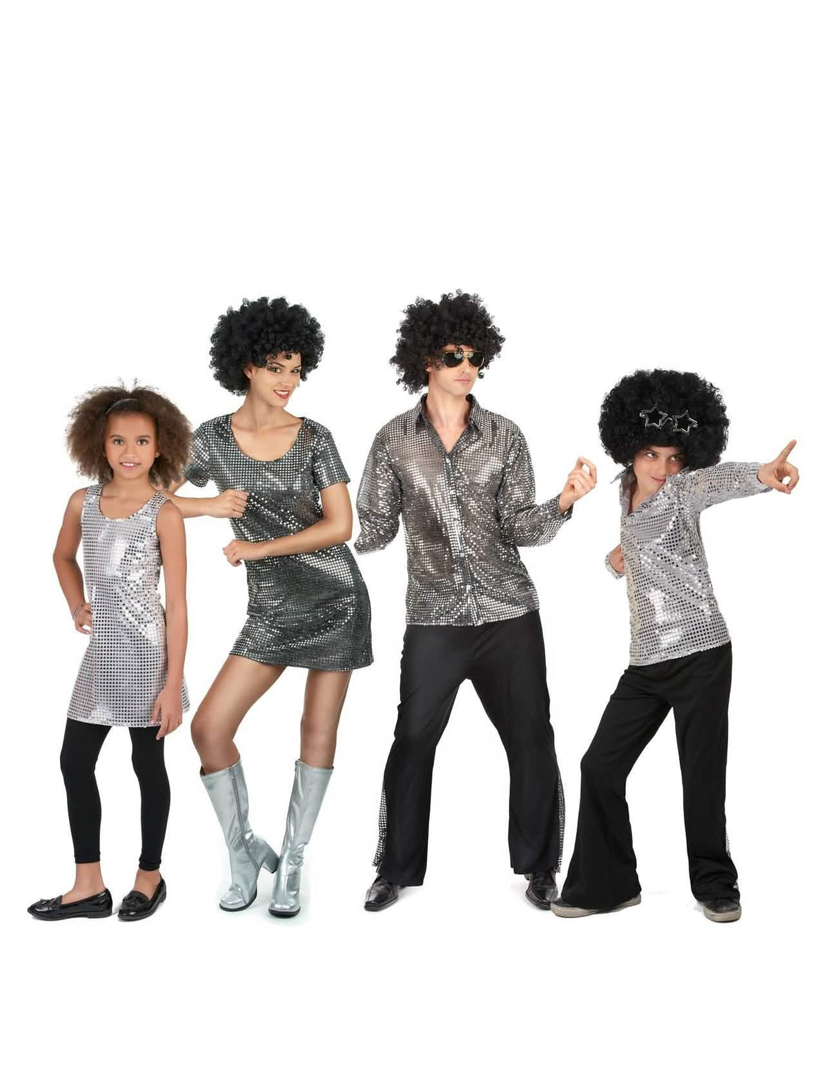 Disfraz de familia disco - plata