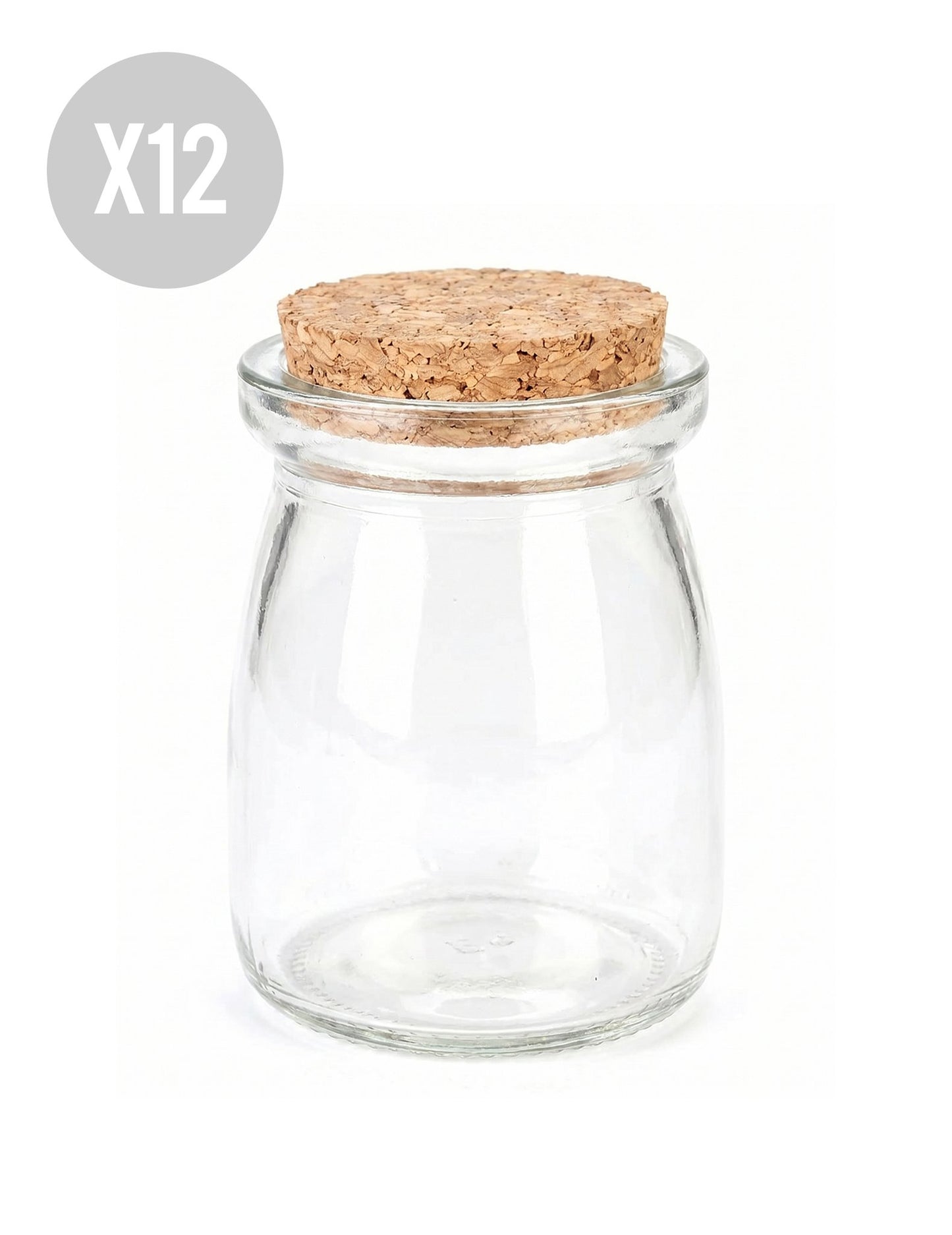 12 pequeños frascos de vidrio con tapón de corcho 7 cm