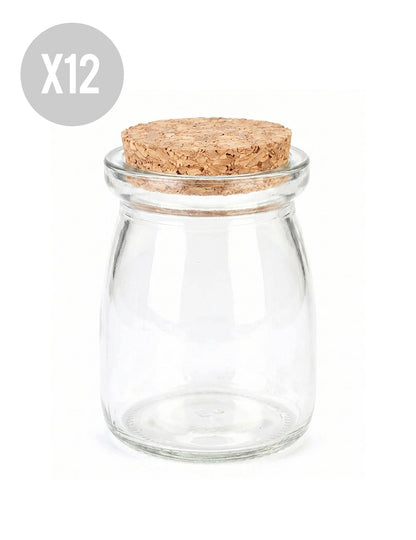 12 pequeños frascos de vidrio con tapón de corcho 7 cm