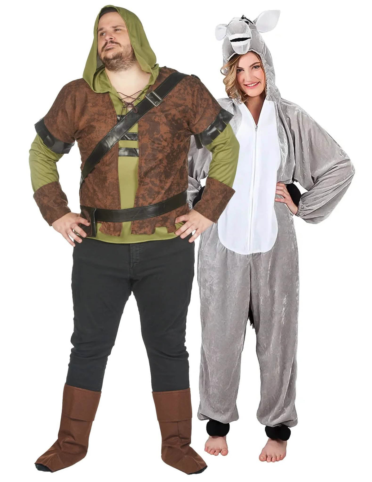 Disfraz de pareja de ogro y burro adulto talla grande