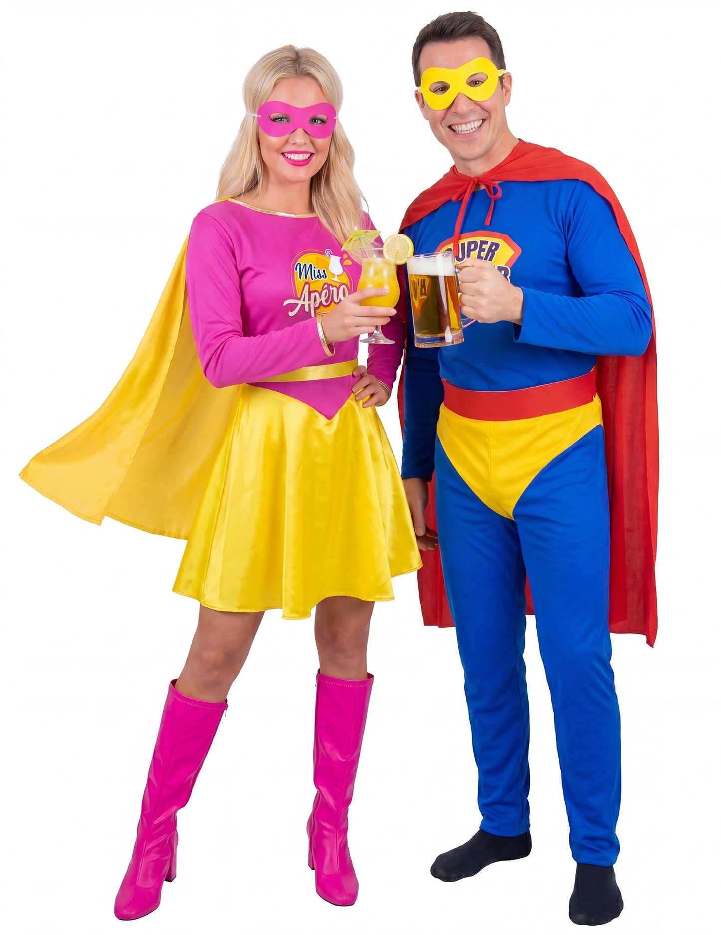 Disfraz de pareja Súper Bebedor y Miss Aperitivo