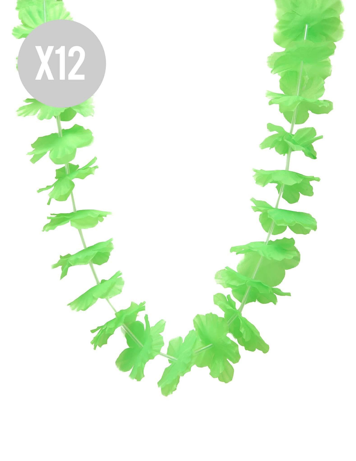 12 collares hawaianos verdes para adulto