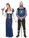 Disfraz de pareja medieval azul adulto