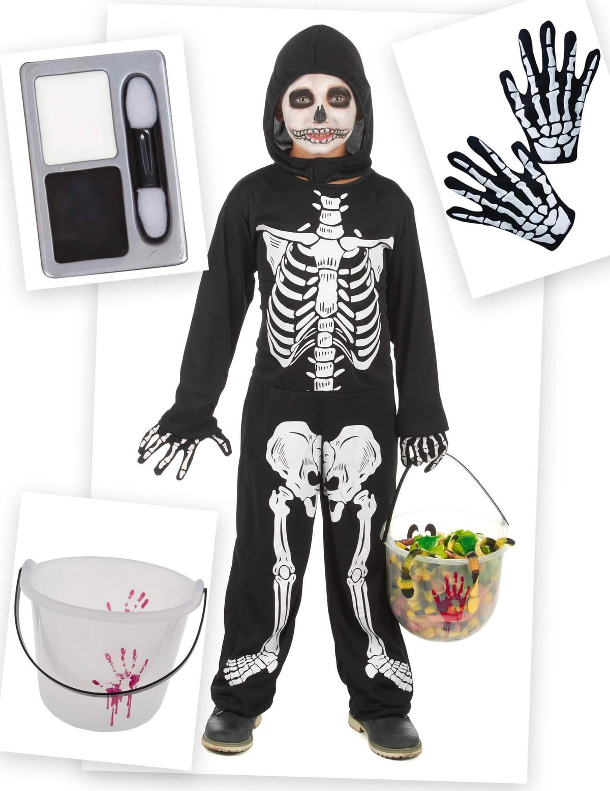 Pack disfraz esqueleto Halloween niño