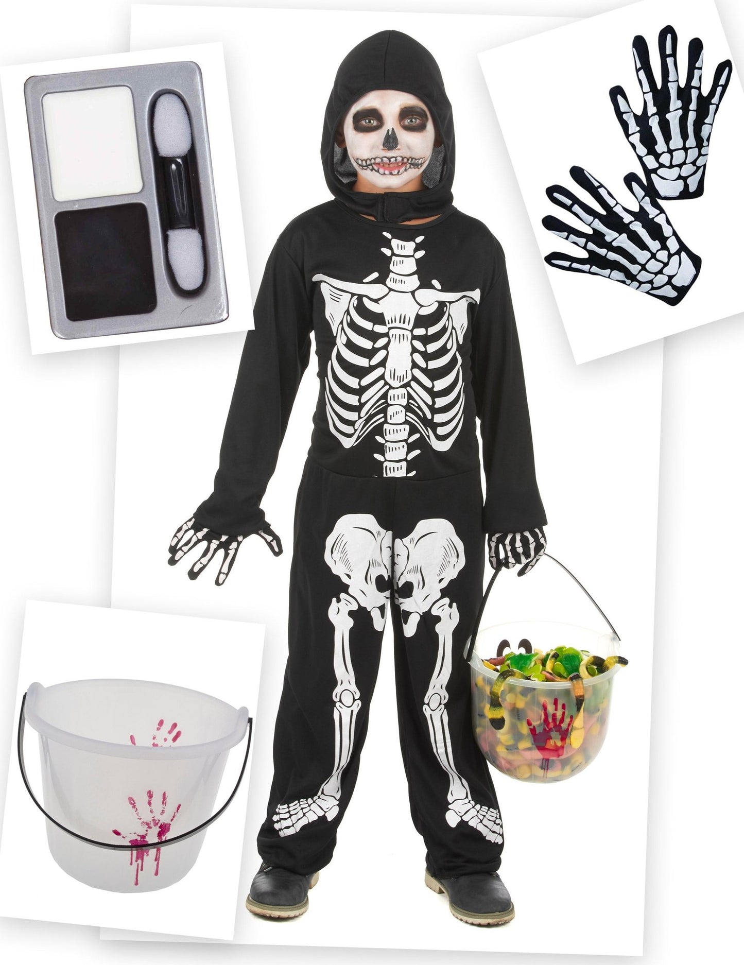 Pack disfraz esqueleto Halloween niño