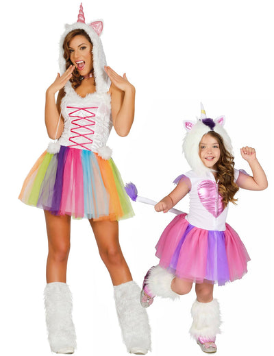Disfraz de pareja unicornio - madre e hija