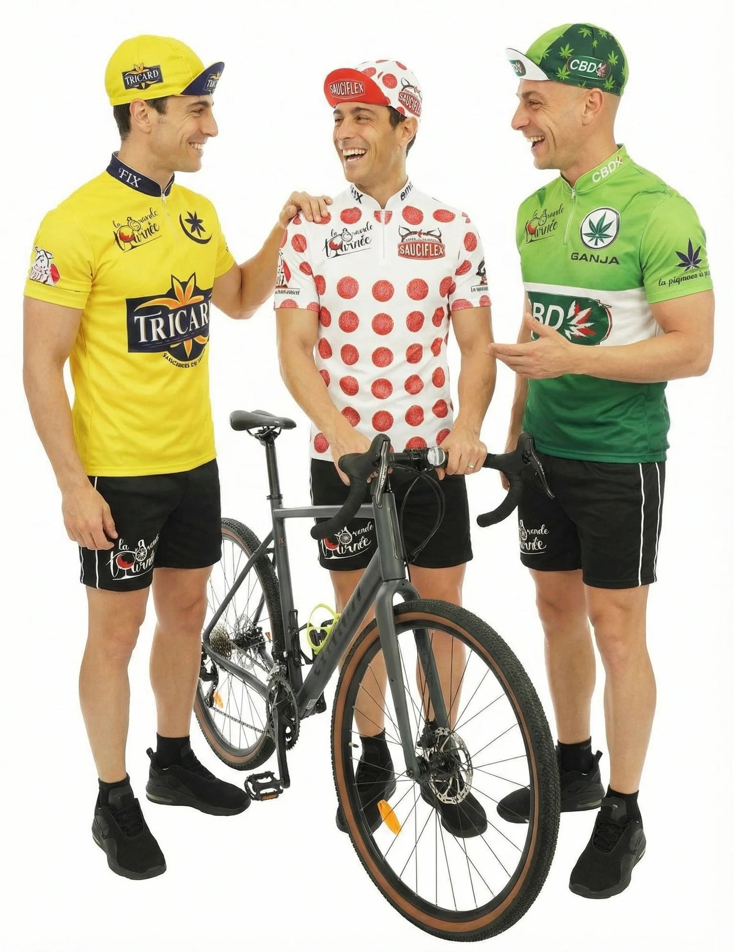 Disfraz grupal humorístico de ciclistas para adultos