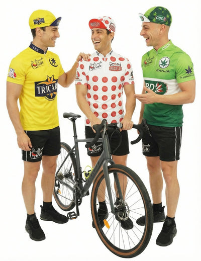 Disfraz grupal humorístico de ciclistas para adultos
