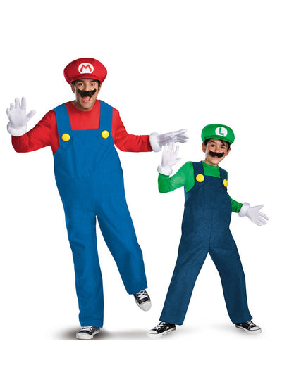 Disfraz de pareja Mario™ y Luigi™ padre e hijo