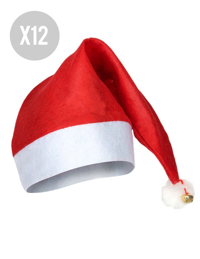 12 gorros de Navidad con cascabel para adultos