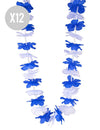 12 collares hawaianos azules y blancos para adulto