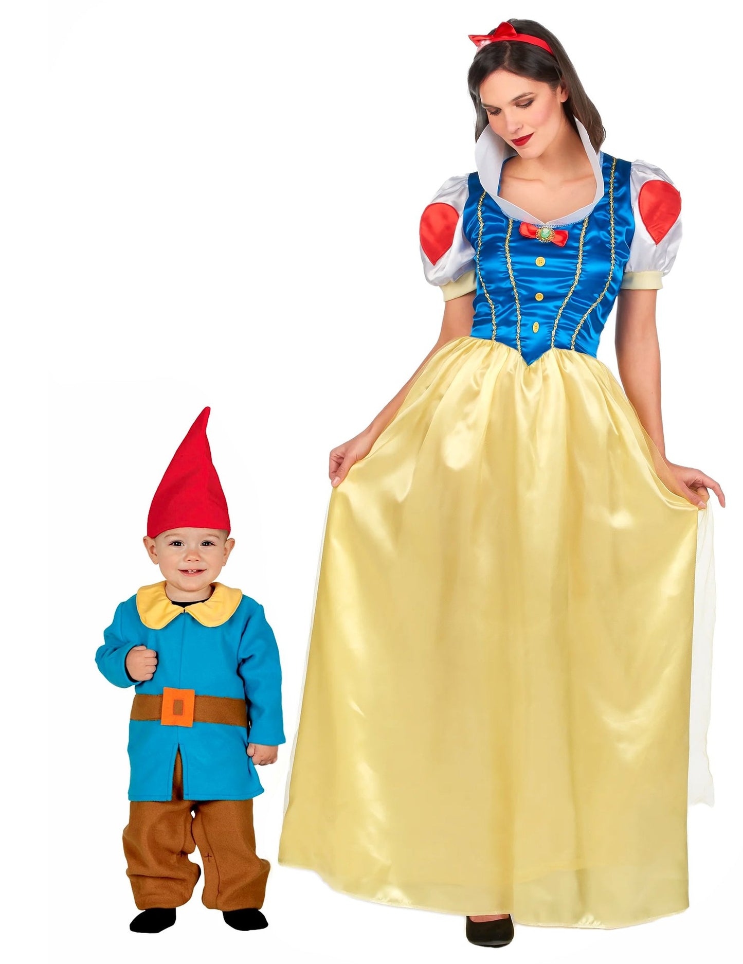 Disfraz de pareja de princesa y enana madre e hijo