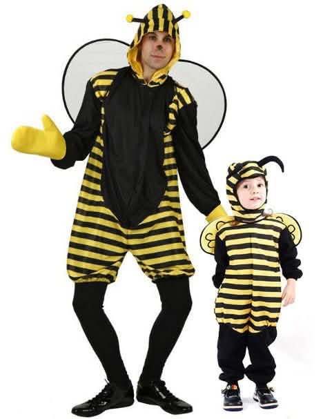 Disfraz de pareja abeja padre e hijo