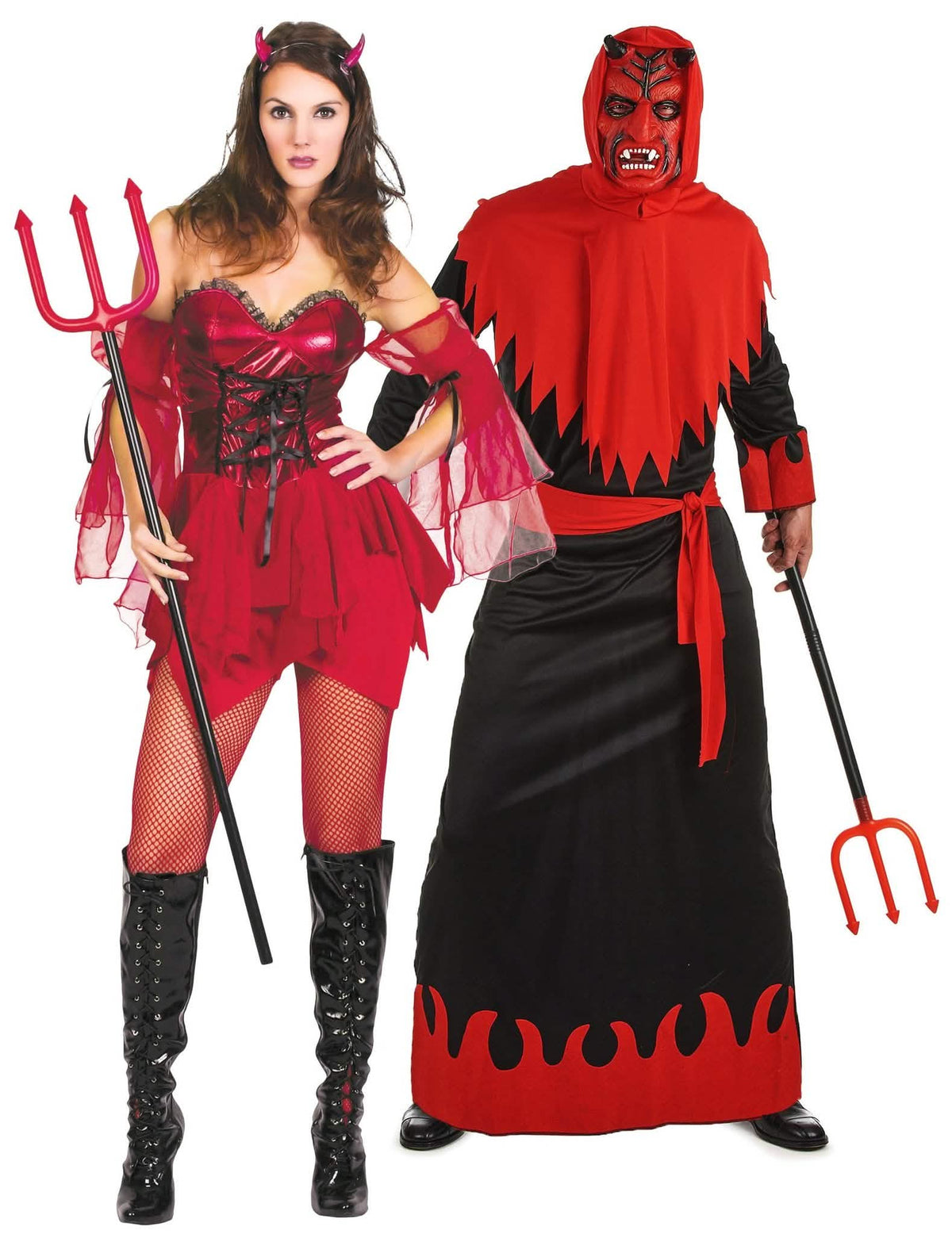 Disfraz de pareja diablo y diablesa sexy Halloween adultos