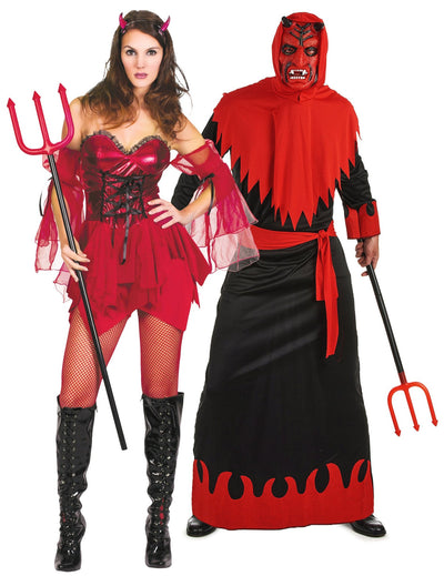 Disfraz de pareja diablo y diablesa sexy Halloween adultos