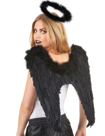 Kit de accesorios de ángel negro para adulto