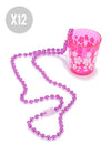 Pack de 12 collares rosas con vaso de chupito