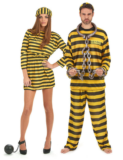 Disfraz de pareja presos amarillo