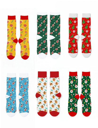 Lote de 6 pares de calcetines de Navidad con motivos festivos para adulto