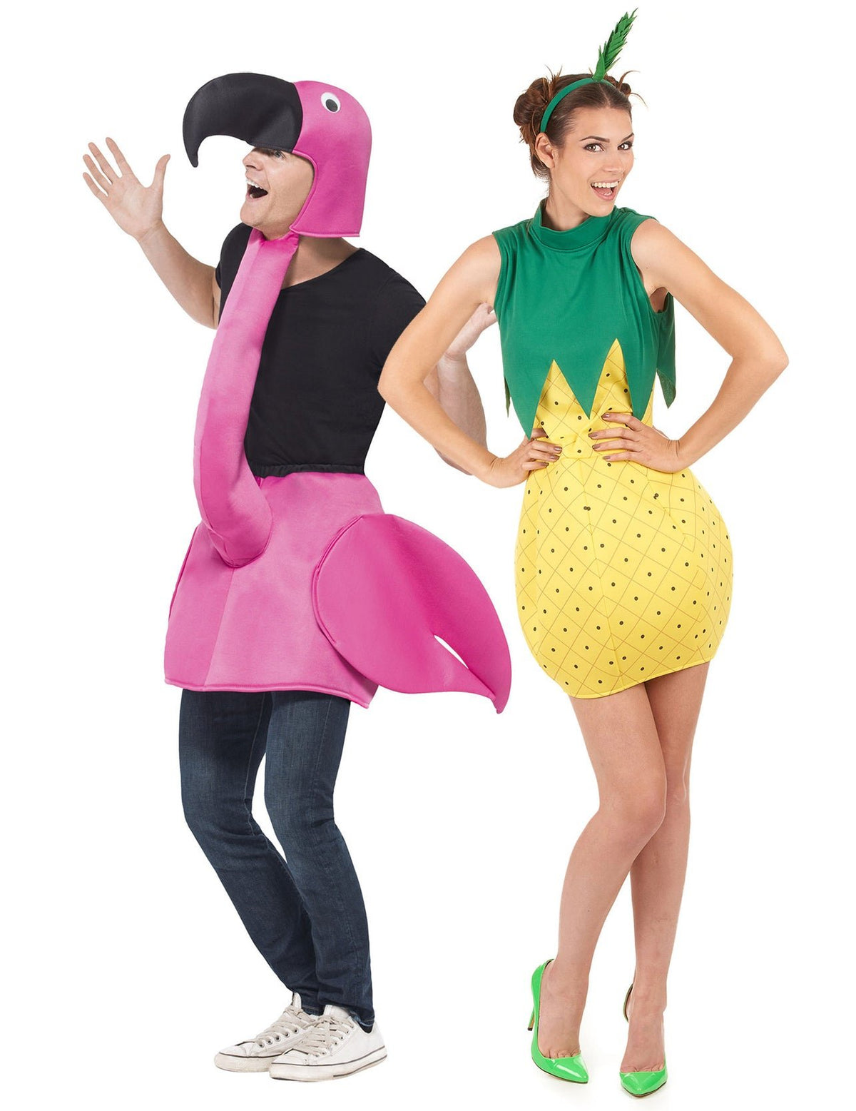 Disfraz de pareja Flamenco rosa y piña